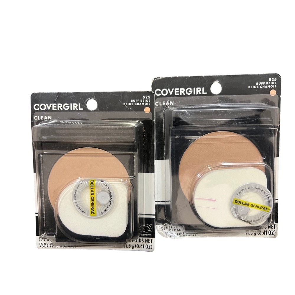 2 Covergirl Clean Powder Foundation 525 Buff Beige Normal Skin 0.41oz FLAW